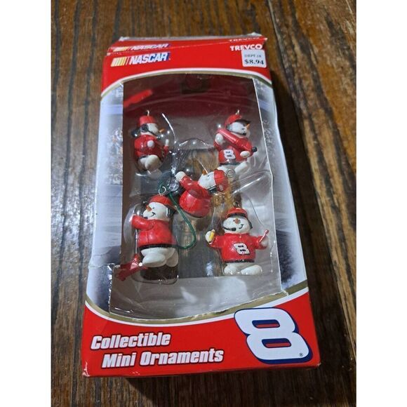 Vintage Trevco Nascar #8 Dale Earnhardt Jr Snowmen Pit Crew Mini Ornaments - Picture 1 of 4